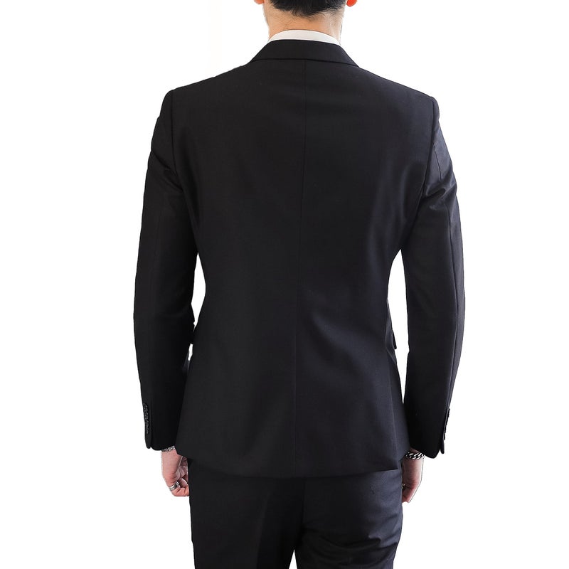 UNINUKOO Mens Suit Jacket Double Breasted Blazer Men Slim Fit Casual Prom Wedding Daily Tux Suit Coats Blazer US Size 42 Black - Image 3